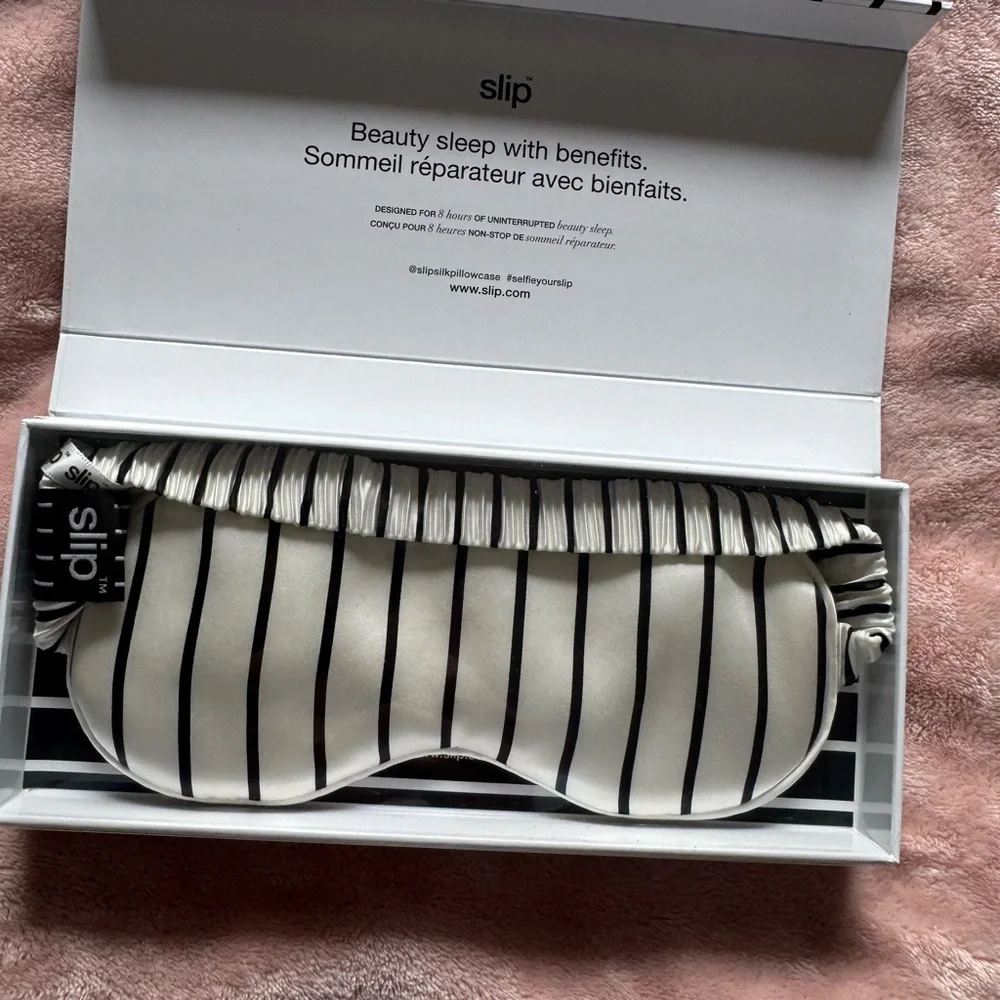 Slip Black and White Striped Sleep Mask